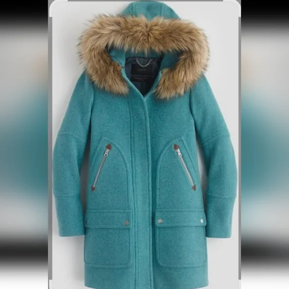 J. Crew Teal Stadium Cloth Coat Sz 2T Like S/M. - Picture 1 of 7